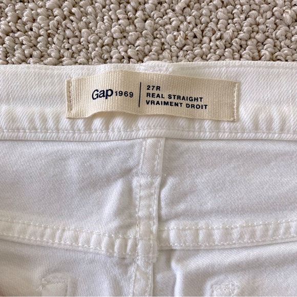 GAP 1969 Low Stretch Real Straight White Jeans, 27R - Picture 7 of 10